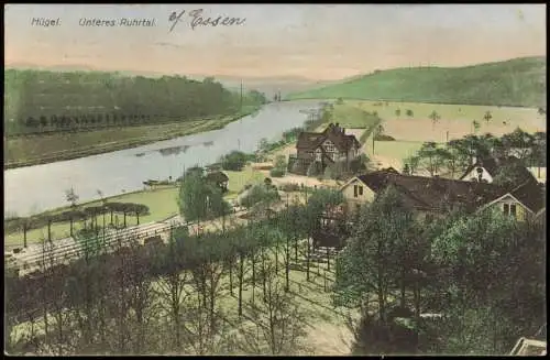 Ansichtskarte Bredeney-Essen (Ruhr) Hügel. Unteres Ruhrtal. Bahnhof 1909