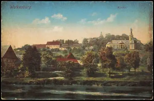 Ansichtskarte Wolkenburg-Kaufungen-Limbach-Oberfrohna Stadt, Kirche 1917  gel. Feldpoststempel