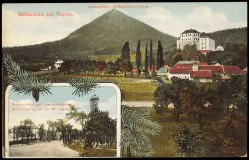 Postcard Teplitz-Schönau Teplice 2 Bild Stadt, Observatorium 1912