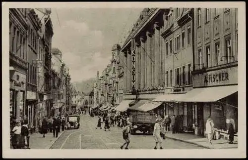 Ansichtskarte Gera Die Sorge - Straßenpartie - Geschäfte 1954