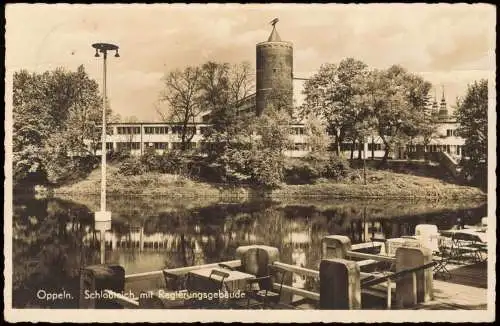 Postcard Oppeln Opole Schloßteich mit Regierungsgebäude 1940