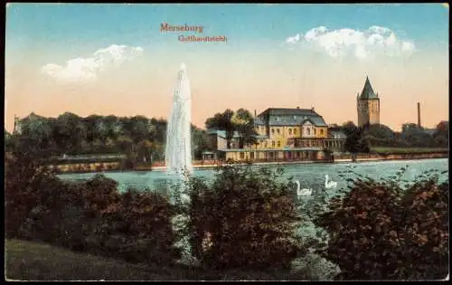 Ansichtskarte Merseburg Gotthardtsteich - Restaurant 1917
