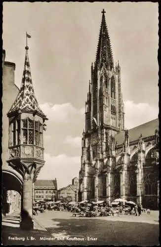 Ansichtskarte Freiburg im Breisgau Münster und Kaufhaus Erker 1954