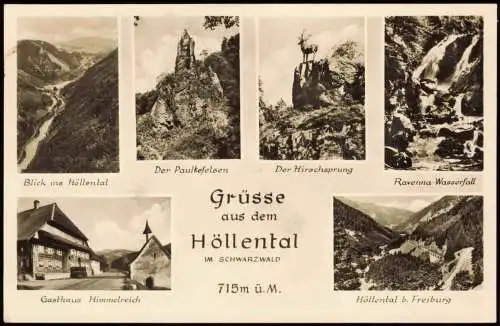 Hirschsprung-Breitnau Höllental Schwarzwald, Mehrbildkarte div. Ansichten 1955