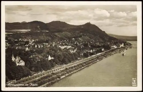 Ansichtskarte Königswinter Fliegeraufnahme, Rhein Partie 1948/1940