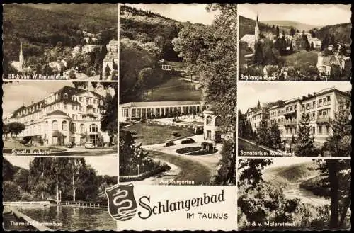 Ansichtskarte Schlangenbad Mehrbildkarte mit diversen Ortsansichten 1963