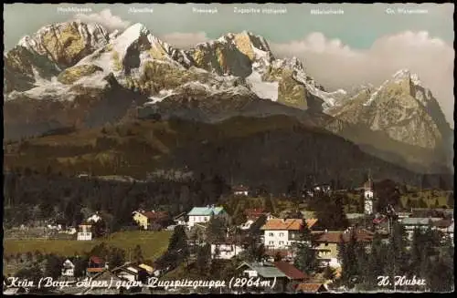 Ansichtskarte Krün Panoramaansicht mit Blick zu den Bergen 1963