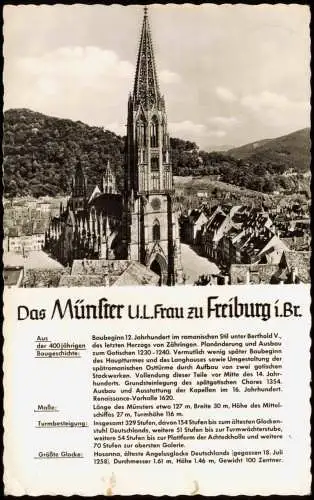 Ansichtskarte Freiburg im Breisgau Münster mit Chronik-Daten 1965