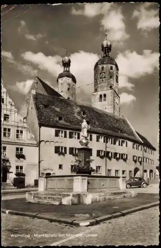 Ansichtskarte Wemding Marktplatz mit Marienbrunnen und VW Käfer 1969