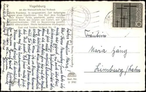 Volkach Umland-Ansicht, Vogelsburg a.d. Mainschleife bei Volkach 1960