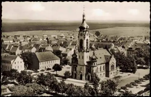 Ansichtskarte Hockenheim Panorama-Ansicht, Evangelische Kirche 1960