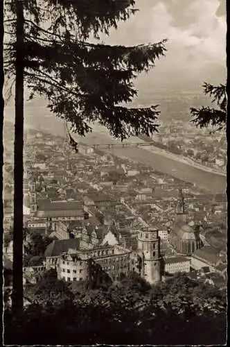 Ansichtskarte Heidelberg Stadt Panorama Blick vom Rindenhäuschen 1955