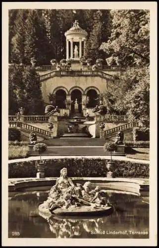 Ansichtskarte Linderhof-Ettal Schloss Linderhof, Terrasse 1937