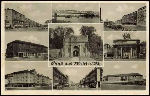 Ansichtskarte Wesel Mehrbildkarte mit diversen Ortsansichten 1956
