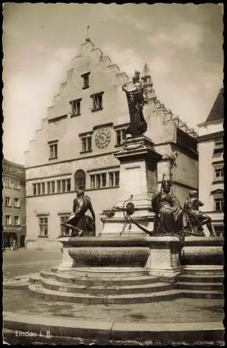 Ansichtskarte Lindau (Bodensee) Ortsansicht mit Brunnen 1959