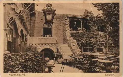 Ansichtskarte Saaleck-Bad Kösen Rudelsburg Burg Hof Burghof 1910