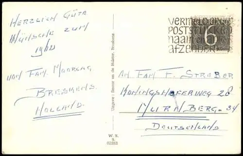 Postkaart Breskens-Sluis Dorpsstraat 1961