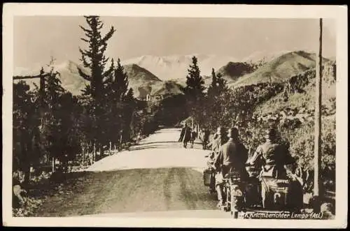 AK Vormarsch auf einer Paßstraße. Soldaten im Gebirge 1943  gel. Feldpost WK2