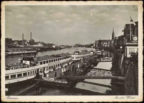 Ansichtskarte Bremen An der Weser, Industrieanlagen Fahrgastschiffe 1940