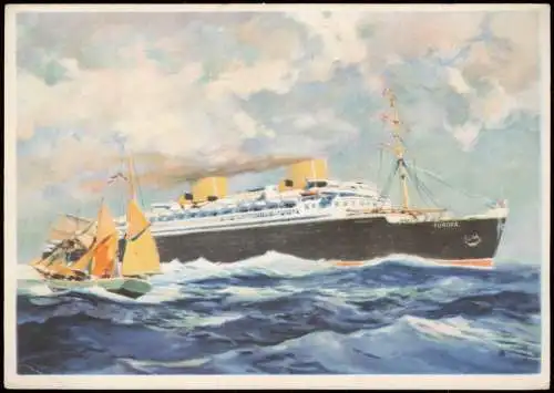 Ansichtskarte  NORDDEUTSCHER LLOYD BREMEN Schiffe Dampfer Steamer Europa 1938