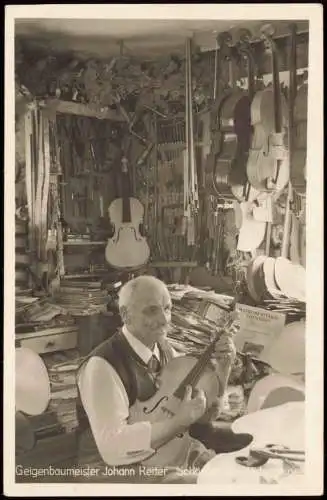 Ansichtskarte Mittenwald Geigenbaumeister Johann Reiter Schöpfer 1950