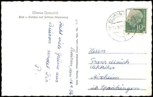 Ansichtskarte Beuron Schloss Werenwag Talblick 1958