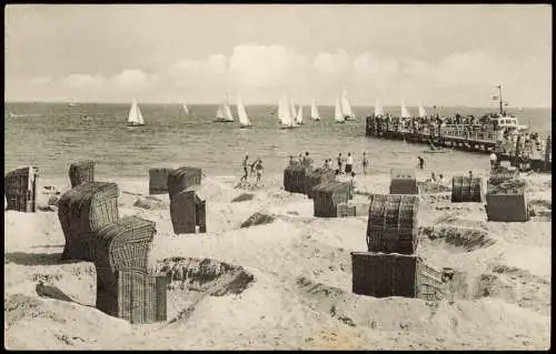 Ansichtskarte Wyk (Föhr) Segelregatta an der Mittelbrücke 1962