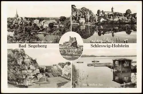 Ansichtskarte Bad Segeberg 5 Bild: Panorama, Kalkberg, Bootshaus 1961
