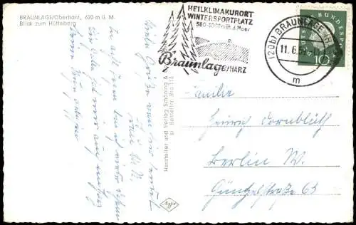 Ansichtskarte Braunlage Stadtpartie 1959