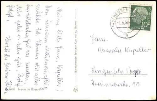 Ansichtskarte Beuron Luftbilder und Straßenpartie 1958