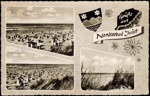Ansichtskarte Juist 3 Bild Strandansichten 1966