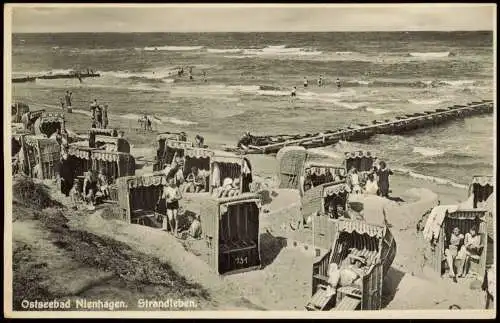 Ansichtskarte Nienhagen Strandleben. Strandkörbe 1932