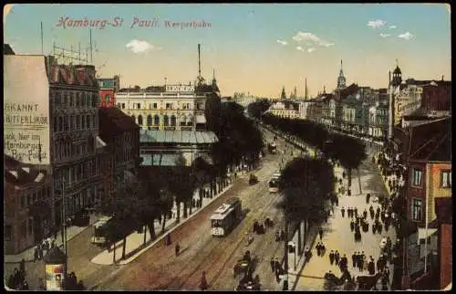 Ansichtskarte St. Pauli-Hamburg Reeperbahn 1914