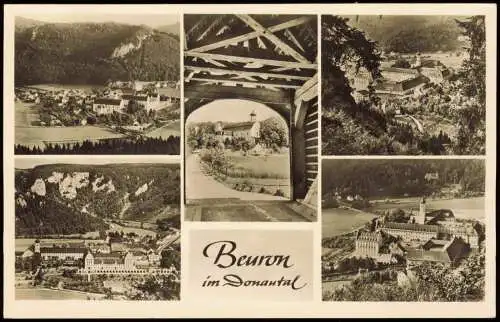 Ansichtskarte Beuron Luftbilder und Straßenpartie 1958