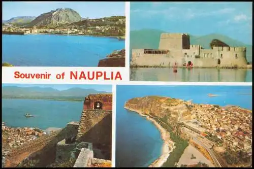 Postcard Nafplio Ναύπλιο 4 Bild: Stadt u. Luftbild 1980