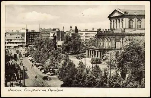 Ansichtskarte Hannover Georgstraße mit Opernhaus 1954