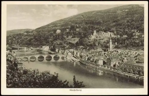 Ansichtskarte Heidelberg Panorama-Ansicht, Neckar Blick 1950