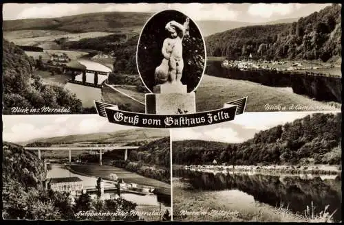 Hann. Münden Mehrbild-AK Umlandansichten Gruß vom Gasthaus Zella 1961