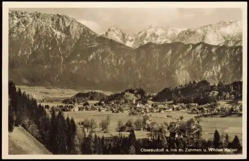 Ansichtskarte Oberaudorf Panorama-Ansicht m. Zahmen u. Wilden Kaiser 1951