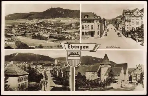 Ebingen-Albstadt Mehrbild-AK Ortsansichten  Bahnhofstrasse   Bürgerturm 1950