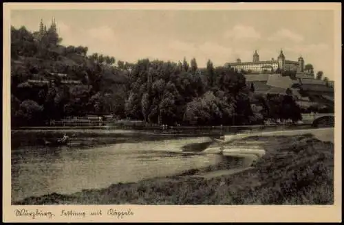 Ansichtskarte Würzburg Festung und Flußpartie 1949