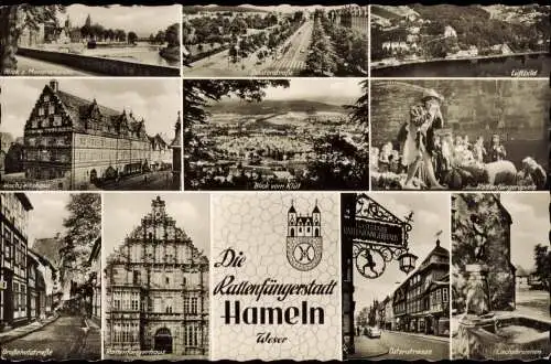 Hameln Mehrbild-AK u.a. Hochzeitshaus Großehofstraße Rattenfängerhaus 1960