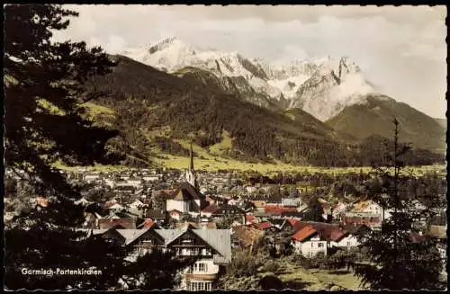 Ansichtskarte Garmisch-Partenkirchen Panorama-Ansicht 1956