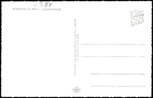Ansichtskarte Rüdesheim (Rhein) Rhein Jugendherberge 1962