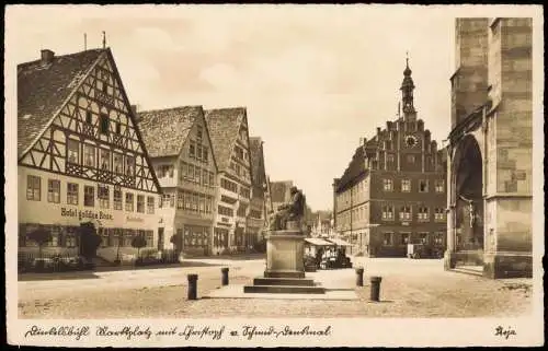 Ansichtskarte Dinkelsbühl Markt, Hotel goldenes Ross 1950