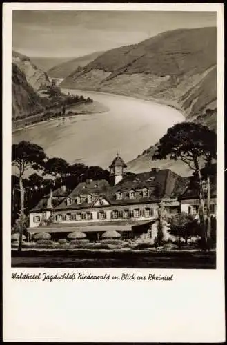 Rüdesheim (Rhein) Fotokunst Waldhotel Jagdschloß Niederwald Rhein 1954