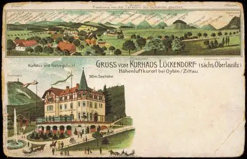 Ansichtskarte Litho AK Lückendorf-Oybin Bergpanorama, Hotel 1908
