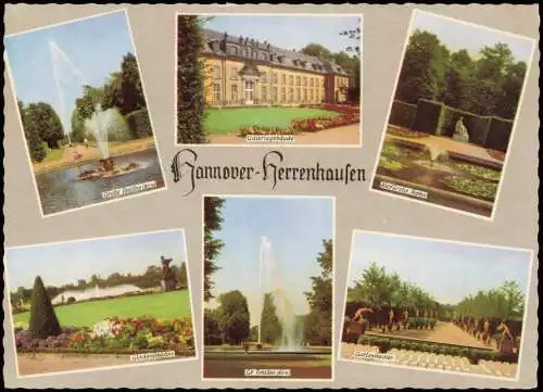 Ansichtskarte Herrenhausen-Hannover Springbrunnen und Gartenanlagen 1966