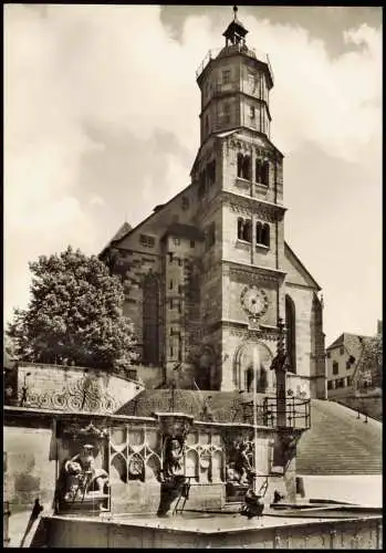 Schwäbisch Hall St. Michaelskirche mit Fischbrunnen und Pranger 1960