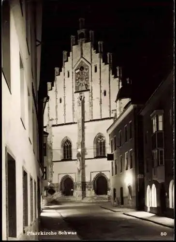 Ansichtskarte Schwaz Pfarrkirche (Außenansicht) 1960